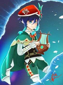 Half body + simple background